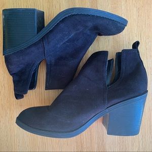 Black Suede Heeled Cutout Booties